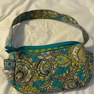Vera Bradley Teal and Yellow Paisley Shoulder Bag